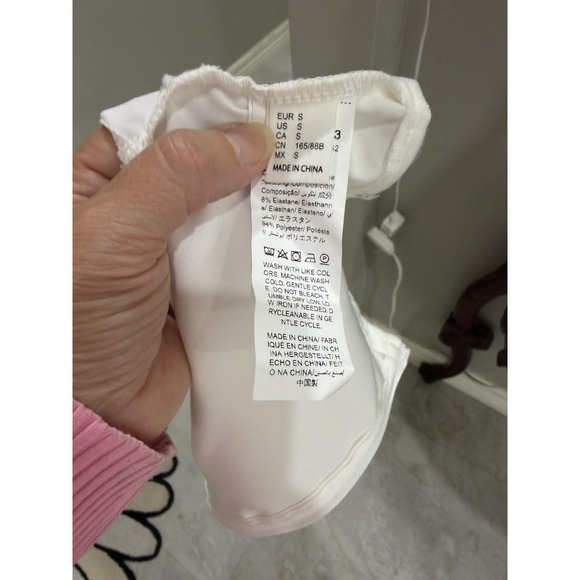 Milumia Tank Top Womens Small White High Neck Cropped Zip Back Stretch - Picture 5 of 14